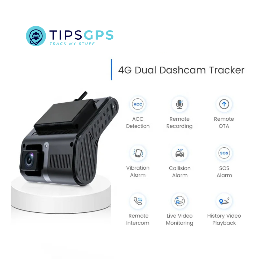 Dual Lens 4G Dash Camera GPS Tracker.